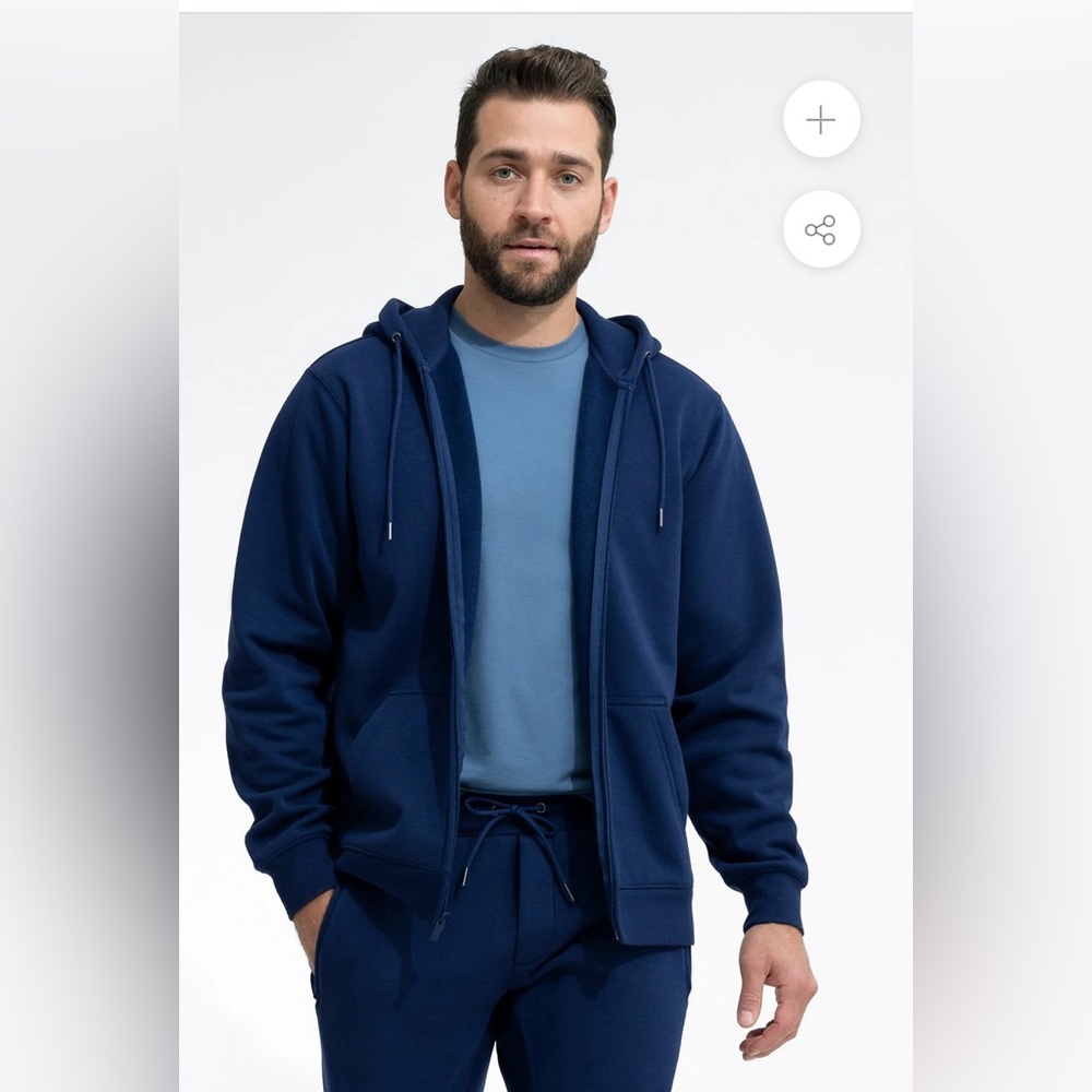Swet Tailor Stretch Fleece Zip Hoodie Admiral Blue Size Large NWT